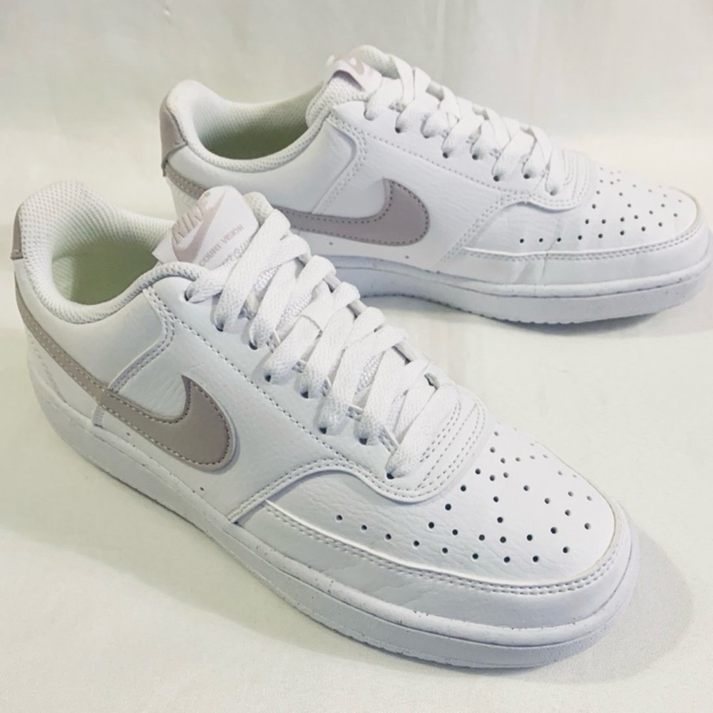 Nike Women’s White Low-Top Sneakers with Light Grey Swoosh